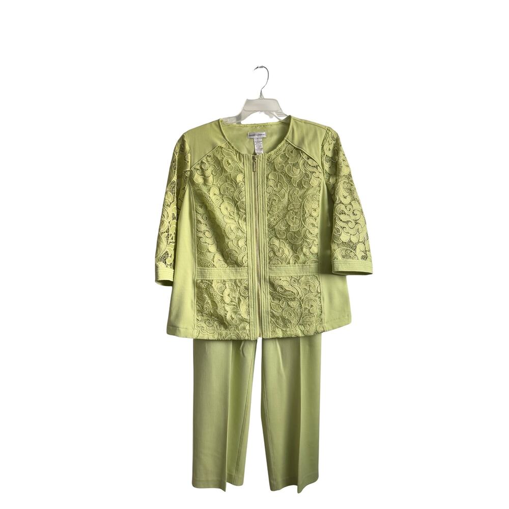 Draper’s & Damon’s Lime Green Lace Pant Suit Women’s XL Jacket & Pants Set